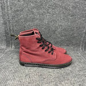 Dr. Martens Shoreditch Canvas Boots Ankle Cherry‎ Red Black Women’s Size 8 US
